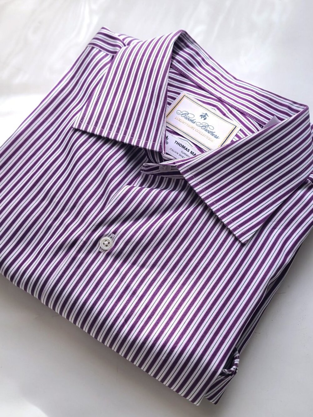 Brooks Brothers Thomas Mason Supreme Italian Cotton Dress Shirt 17-33 Striped